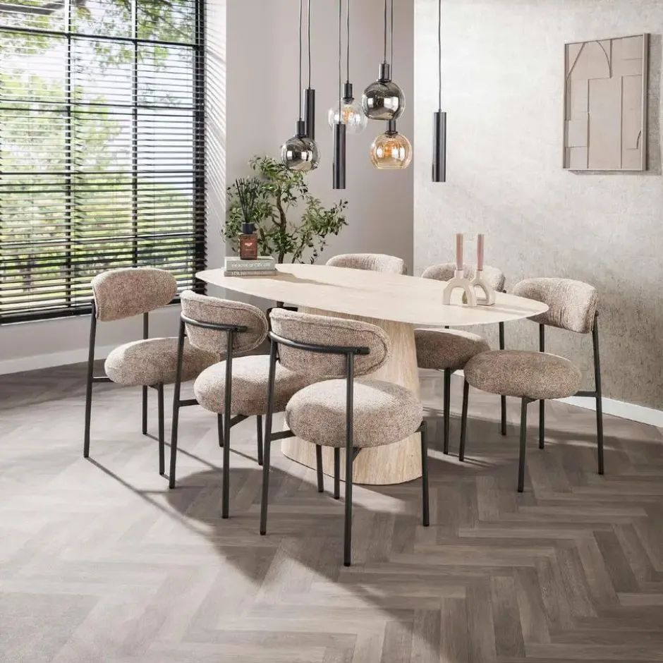 Nest of Nora Eettafel deens ovaal 180 cm - Keramiek travertin