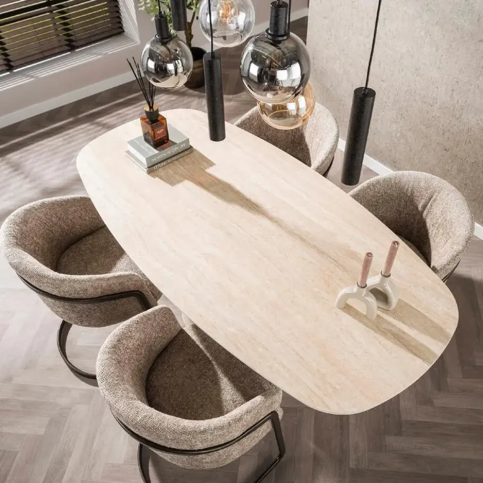 Nest of Nora Eettafel deens ovaal 180 cm - Keramiek travertin