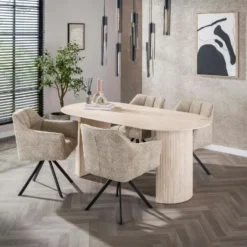 Nest of Nora Eettafel Nino - Ovaal 180 cm - Keramiek travertin
