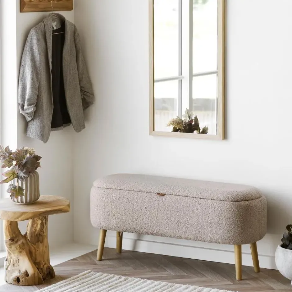 Nest of Nora Halbank met opbergruimte - Bouclé 95x37x45 cm - Beige