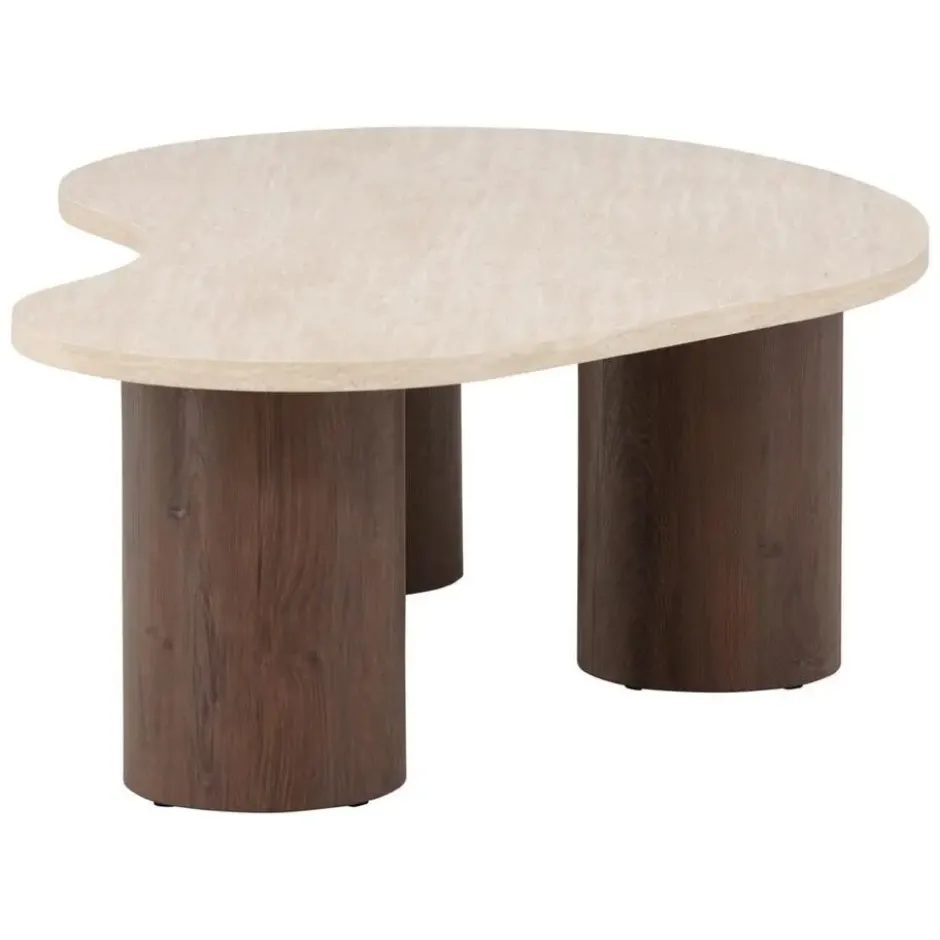 Nest of Nora Ovale salontafel Anli - Travertinlook - MDF - Beige