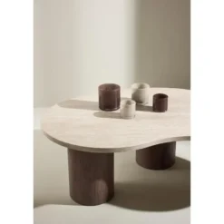 Nest of Nora Ovale salontafel Anli - Travertinlook - MDF - Beige