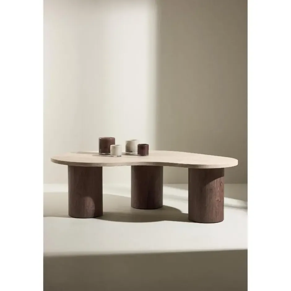 Nest of Nora Ovale salontafel Anli - Travertinlook - MDF - Beige
