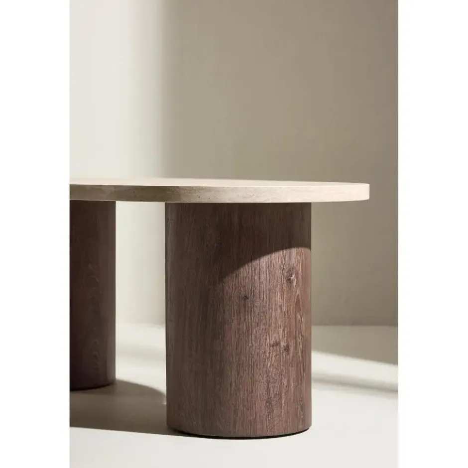 Nest of Nora Ovale salontafel Anli - Travertinlook - MDF - Beige