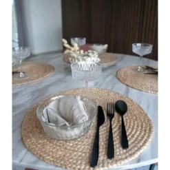 Nest of Nora 4 pack Placemats rond jute gevlochten ø38 cm - Natural