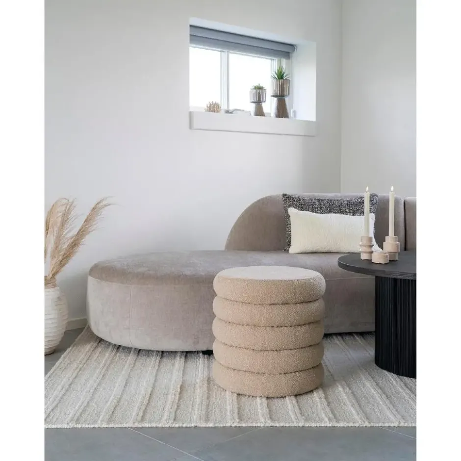 Nest of Nora Poef met opbergruimte rond ø44x44 cm - Bouclé - Beige