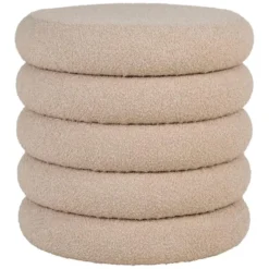 Nest of Nora Poef met opbergruimte rond ø44x44 cm - Bouclé - Beige