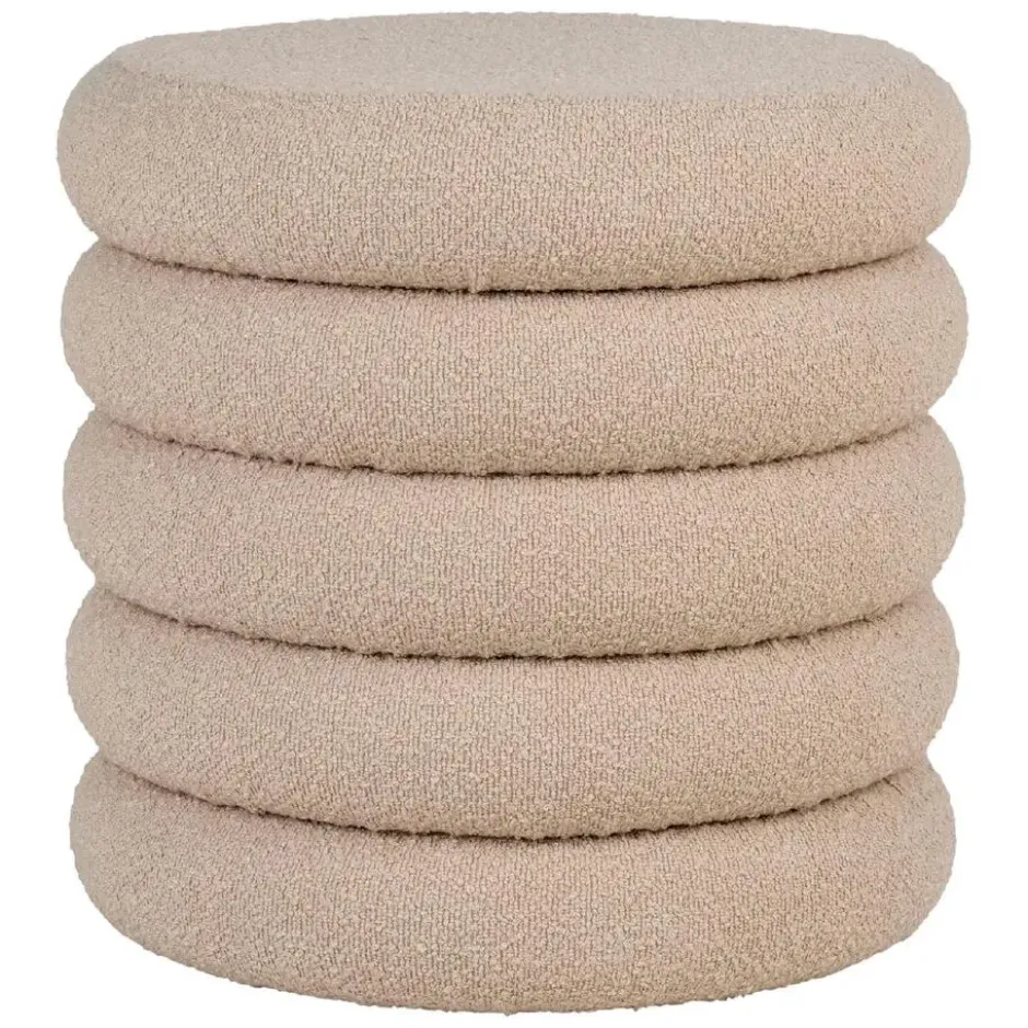 Nest of Nora Poef met opbergruimte rond ø44x44 cm - Bouclé - Beige