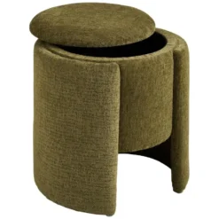 Nest of Nora Poef rond - Voetenbank Ø42x43,5 cm - Green