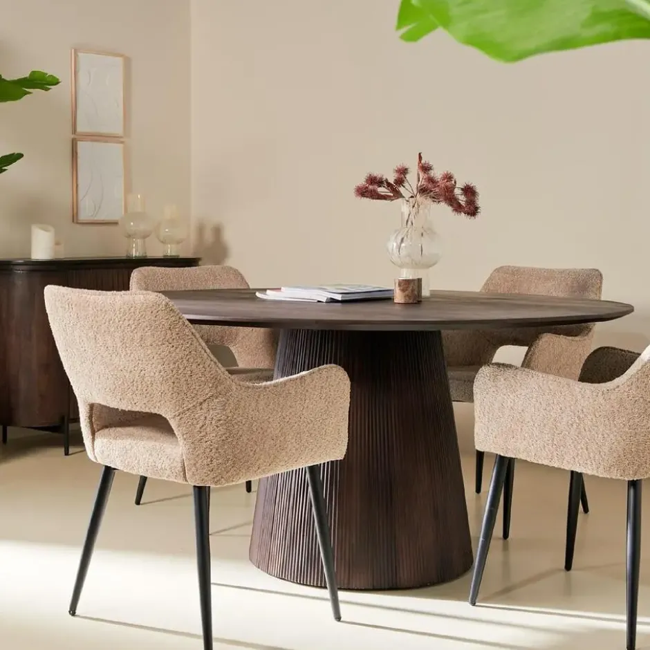 Nest of Nora Ronde mangohouten eettafel Nala - 120 cm - Donkerbruin