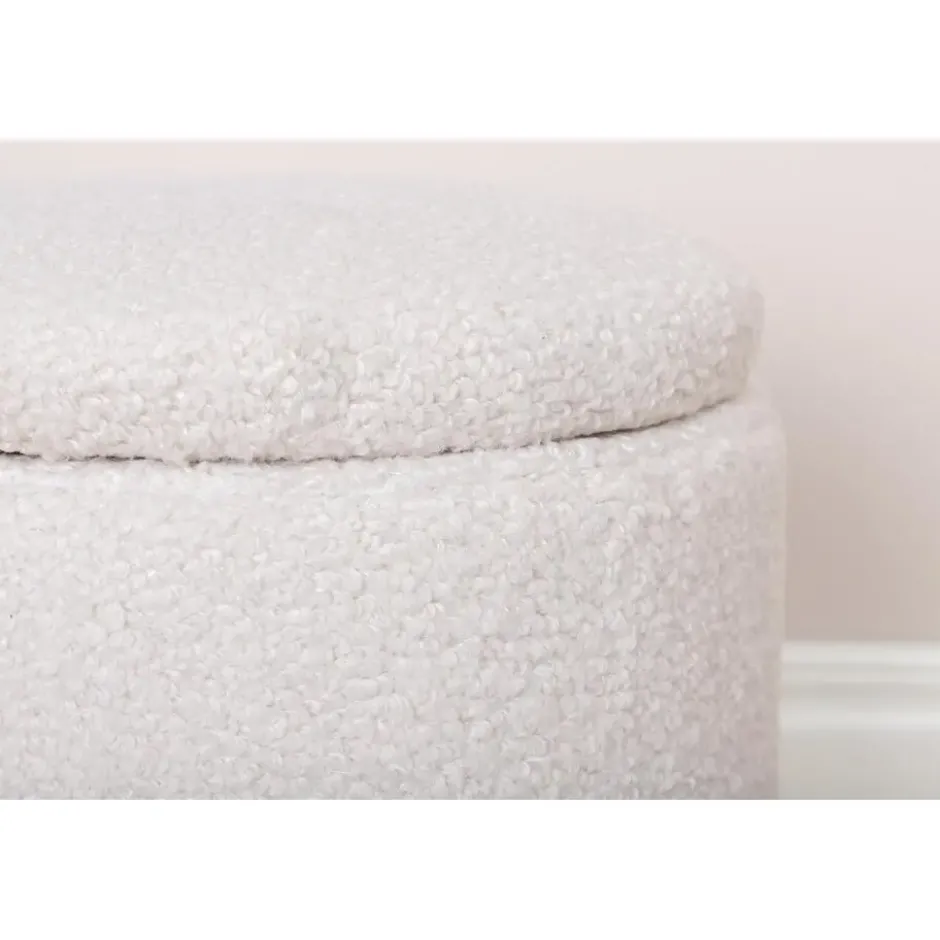Nest of Nora Ronde poef met opbergruimte - Teddy - Offwhite