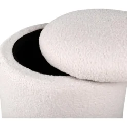 Nest of Nora Ronde poef met opbergruimte - Teddy - Offwhite