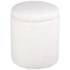 Nest of Nora Ronde poef met opbergruimte - Teddy - Offwhite