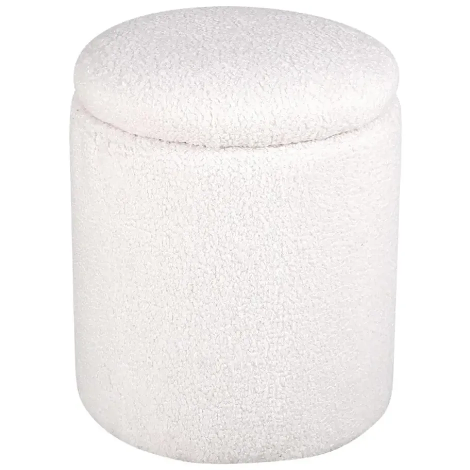 Nest of Nora Ronde poef met opbergruimte - Teddy - Offwhite