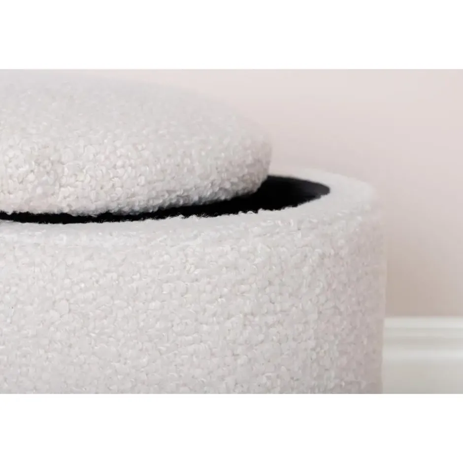 Nest of Nora Ronde poef met opbergruimte - Teddy - Offwhite