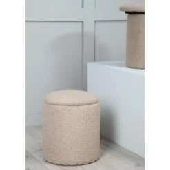 Nest of Nora Ronde poef met opbergruimte - Teddy - Beige