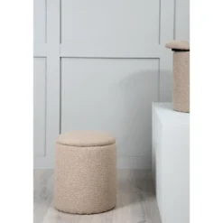 Nest of Nora Ronde poef met opbergruimte - Teddy - Beige
