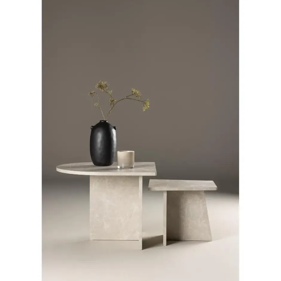 Nest of Nora Salontafel set van 2 - Marmerlook - Beige