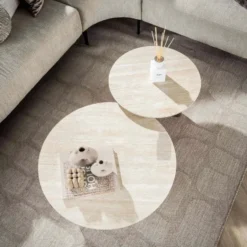 Nest of Nora Salontafel Sorell - Rond set van 2 - Keramiek travertin