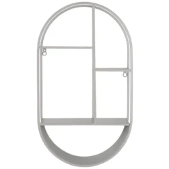 Nest of Nora Wandplank ovaal staal 35x15x60 cm - Grijs
