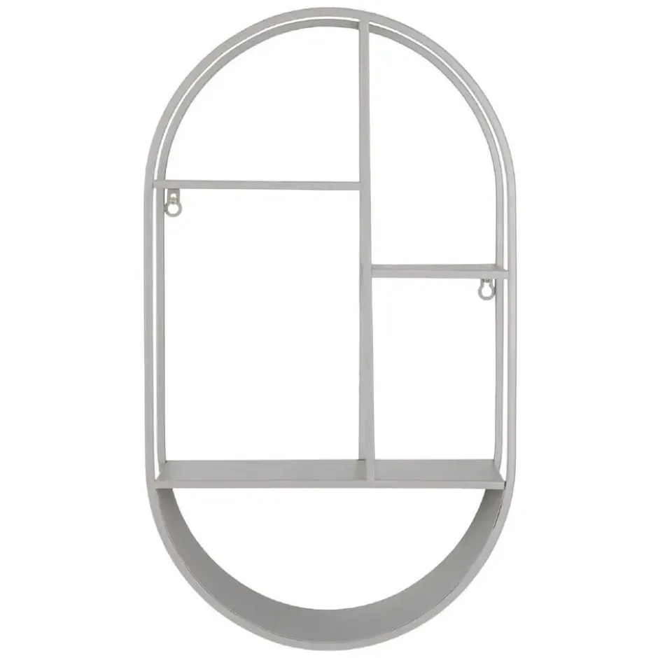 Nest of Nora Wandplank ovaal staal 35x15x60 cm - Grijs