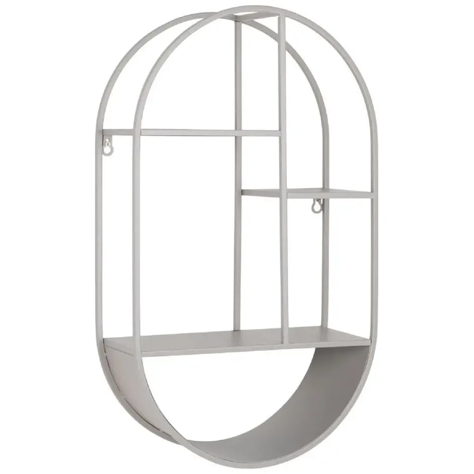 Nest of Nora Wandplank ovaal staal 35x15x60 cm - Grijs