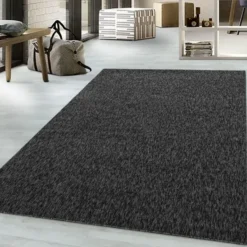Nizza Effen Vloerkleed Laagpolig Uni Antraciet - 160x230 CM