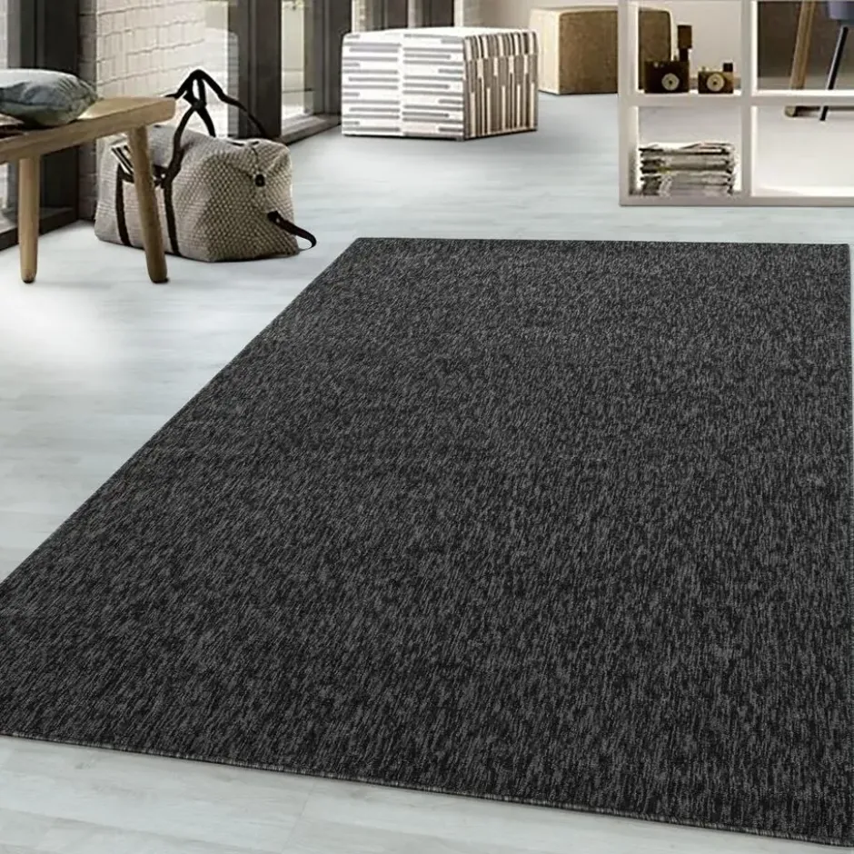 Nizza Effen Vloerkleed Laagpolig Uni Antraciet - 280x370 CM