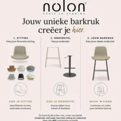 Nolon Jolien Barkruk 65 cm taupe mixed - walnoten onderstel