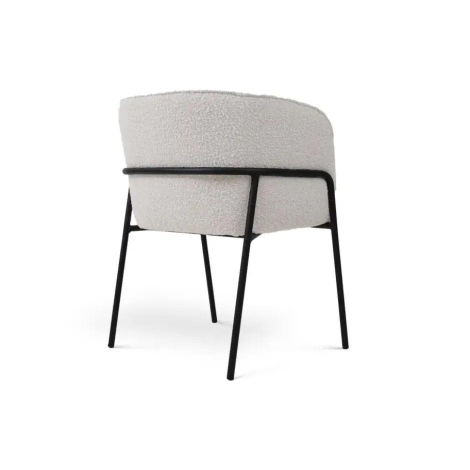 Nolon Josefien Eetkamerstoel Bouclé Beige - Armleuning - Zwarte Poten