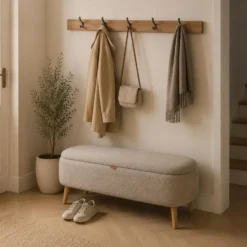 Nolon Juna bankje met opbergruimte bouclé taupe - 95 x 37 cm