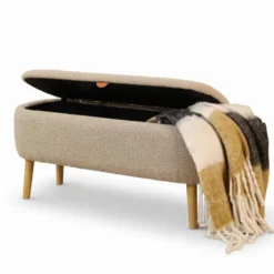 Nolon Juna bankje met opbergruimte bouclé taupe - 95 x 37 cm