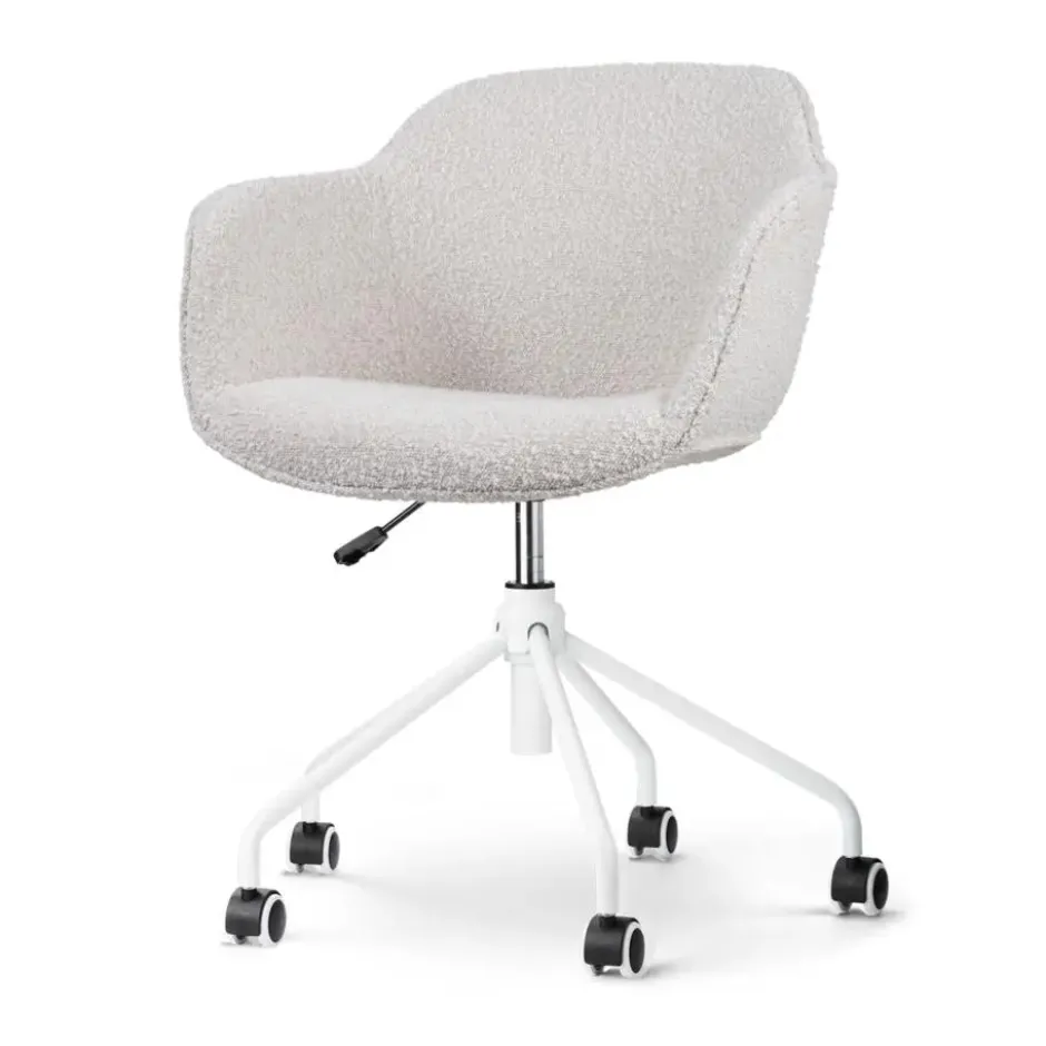 Nolon Nout-Mare Bureaustoel Bouclé Beige - Armleuning - Wit