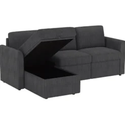 Nordhus-Slaapbank 3-zitter met opbergruimte keerbare chaise corduroy antraciet