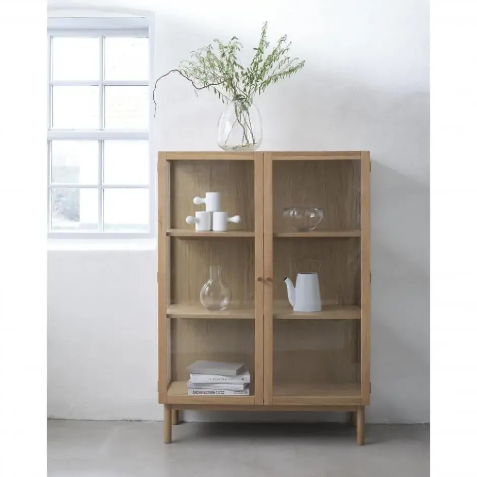 Nordic Home - Alrik eiken vitrinekast - 140 cm - naturel