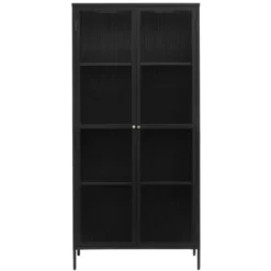 Nordic Home - Olan glazen vitrinekast - 190 cm - zwart