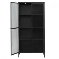 Nordic Home - Olan glazen vitrinekast - 190 cm - zwart