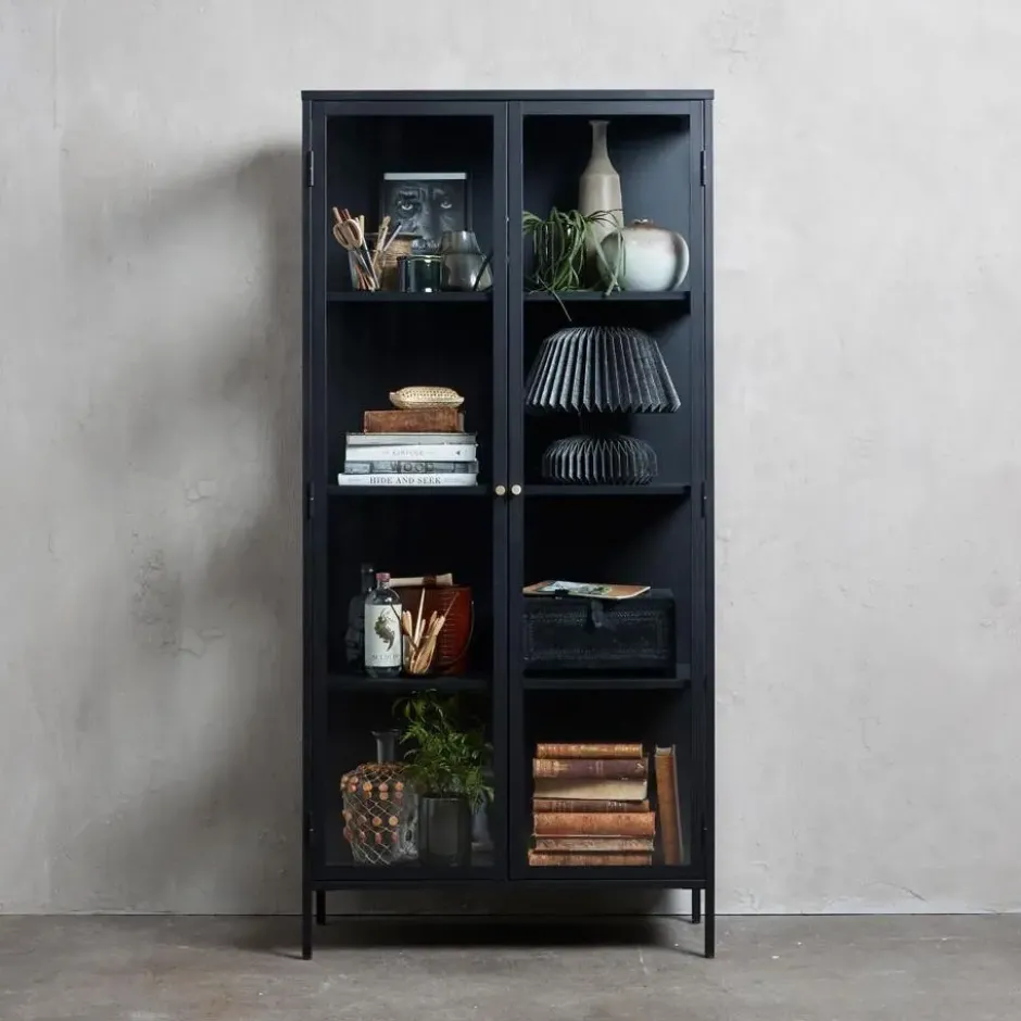 Nordic Home - Ragnar vitrinekast - 190 cm - zwart