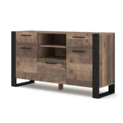 NUKA C dressoir 155 cm zwart grange eiken