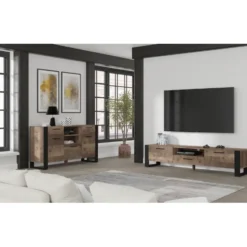 NUKA C dressoir 155 cm zwart grange eiken