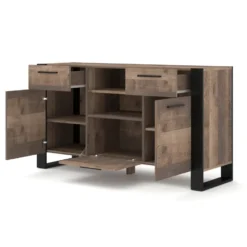 NUKA C dressoir 155 cm zwart grange eiken