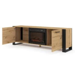NUKA TV meubel ladekast 180 cm eiken artisan met elektrische haard
