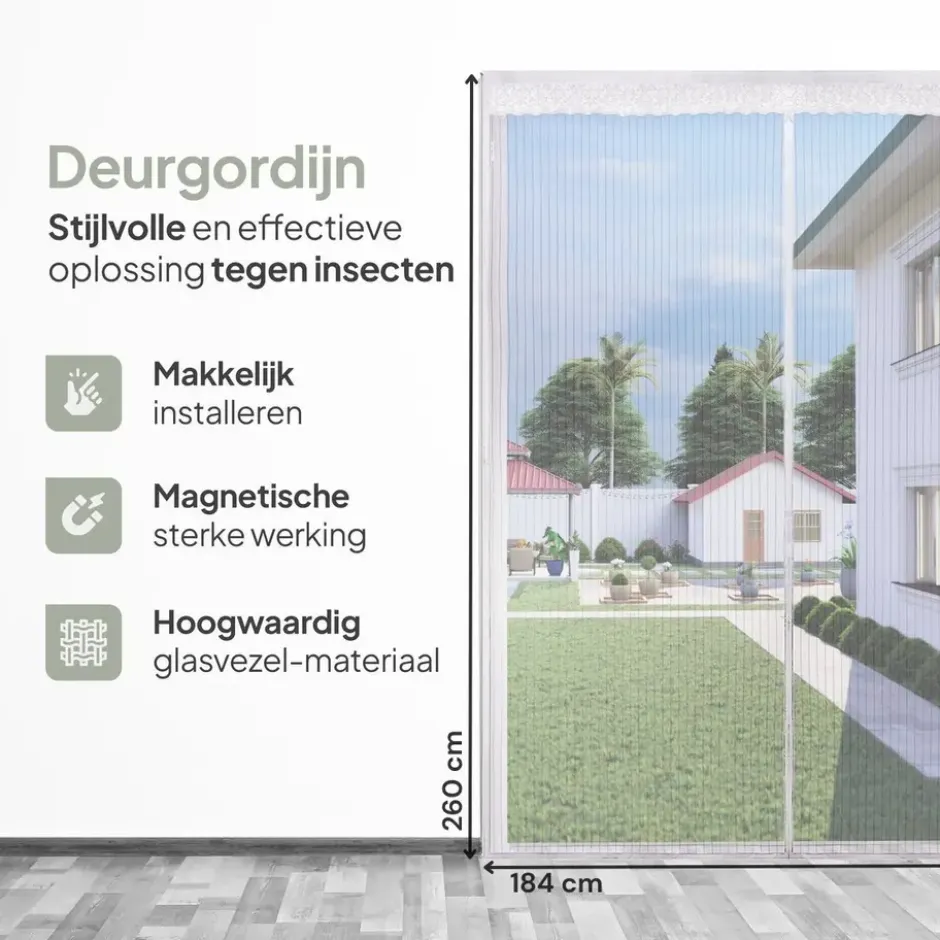 O'DADDY Deurgordijn Deluxe FIBER 184x260 - Magnetisch Vliegengordijn Wit