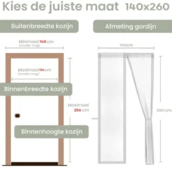 O'DADDY Deurgordijn Deluxe FIBER 140x260 - Magnetisch Vliegengordijn Wit