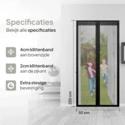 O'DADDY Deurgordijn Deluxe FIBER - Magnetisch Vliegengordijn 92x220 Zwart