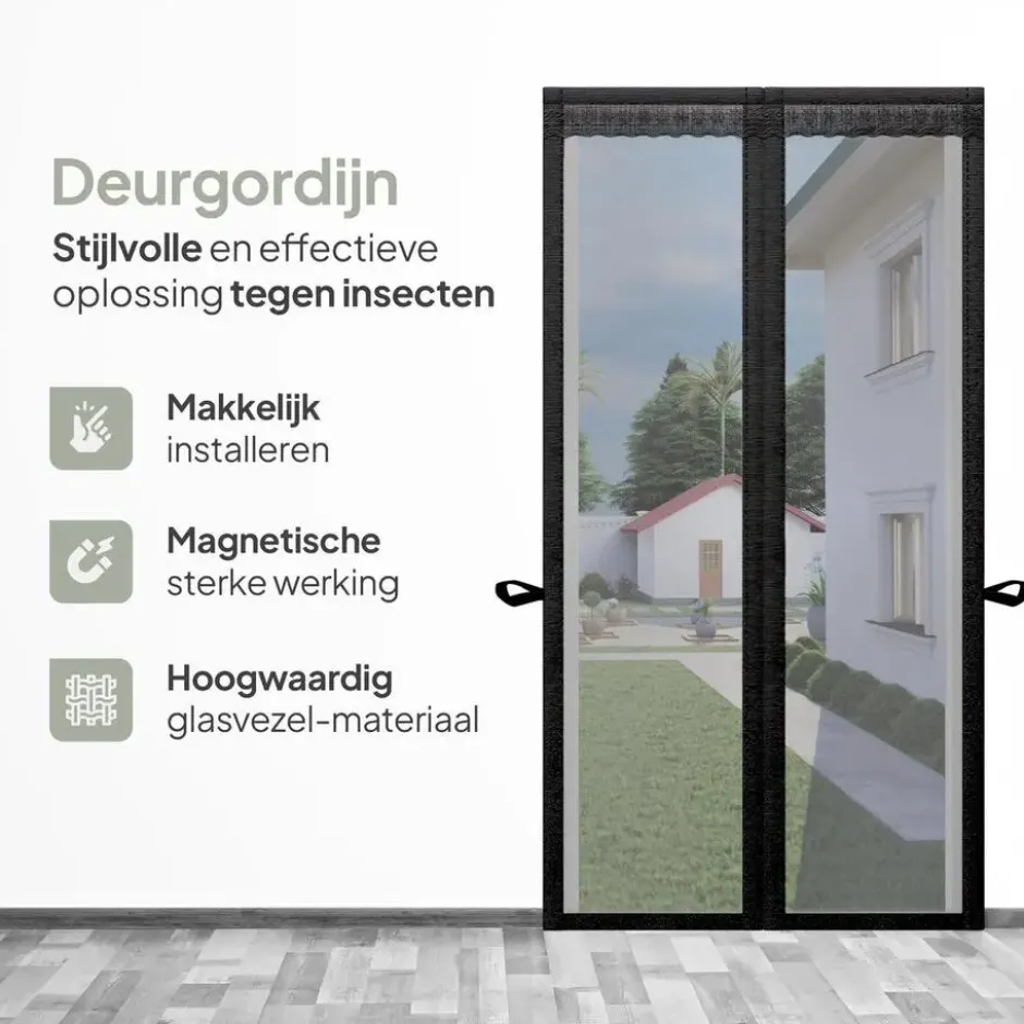 O'DADDY Deurgordijn Deluxe FIBER - Magnetisch Vliegengordijn 92x220 Zwart