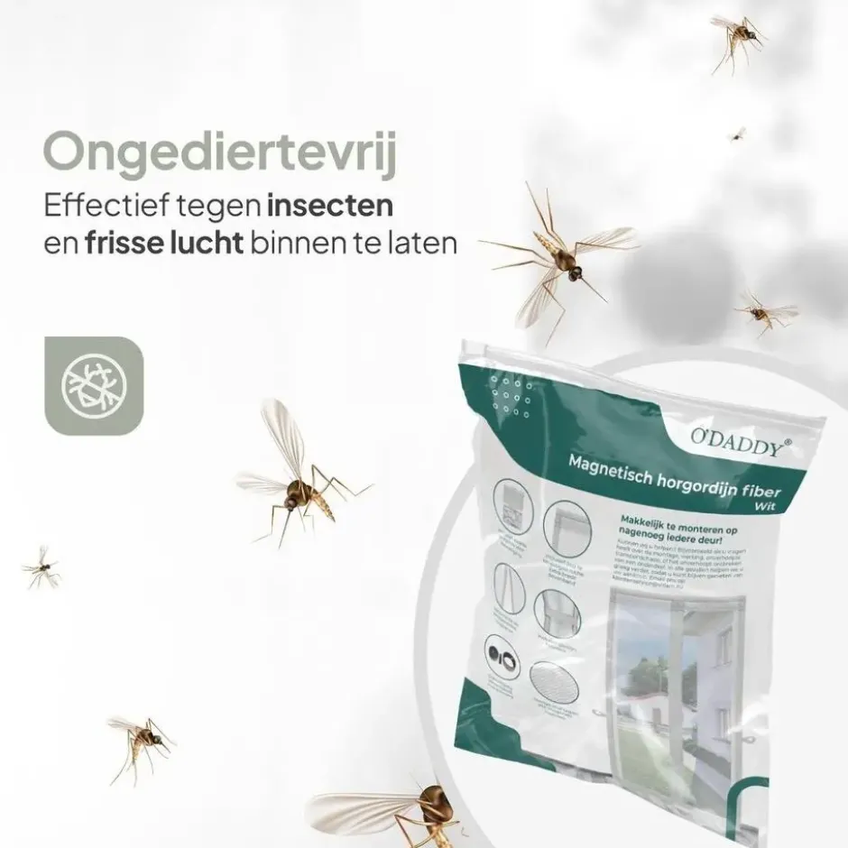 O'DADDY Deurgordijn Deluxe FIBER 150x260 - Magnetisch Vliegengordijn Wit