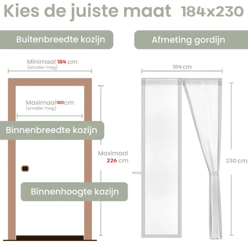 O'DADDY Deurgordijn Deluxe FIBER 184x230 - Magnetisch Vliegengordijn Wit