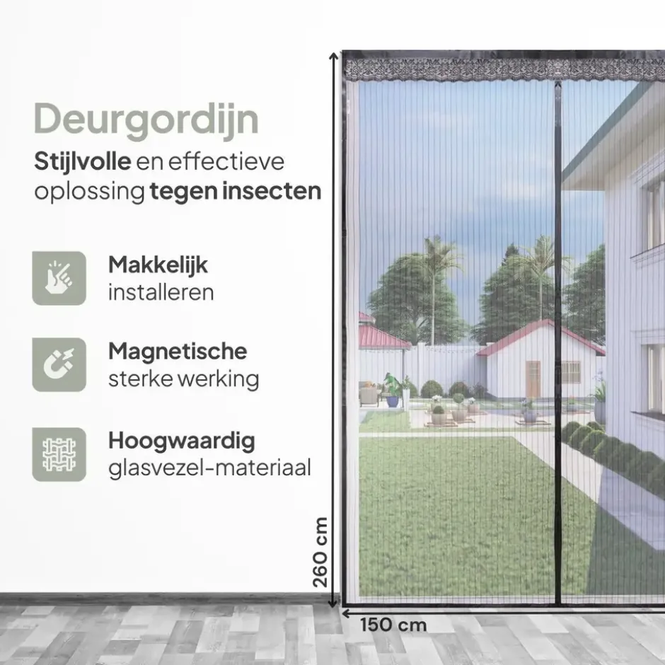 O'DADDY Deurgordijn Deluxe FIBER - Magnetisch Vliegengordijn 150x260 Zwart