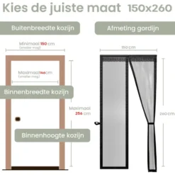 O'DADDY Deurgordijn Deluxe FIBER - Magnetisch Vliegengordijn 150x260 Zwart